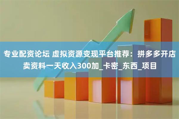 专业配资论坛 虚拟资源变现平台推荐：拼多多开店卖资料一天收入300加_卡密_东西_项目